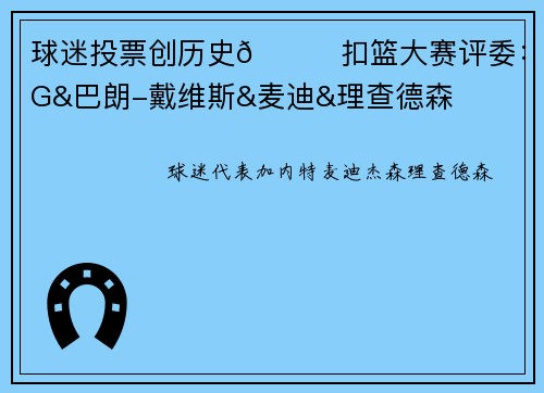 球迷投票创历史👀扣篮大赛评委：KG&巴朗-戴维斯&麦迪&理查德森